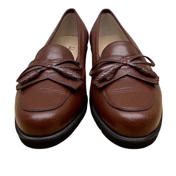Salvatore Ferragamo Regolare Women’s Brown Pebbled Leather Loafers Sz 5B - New - Picture 2 of 8